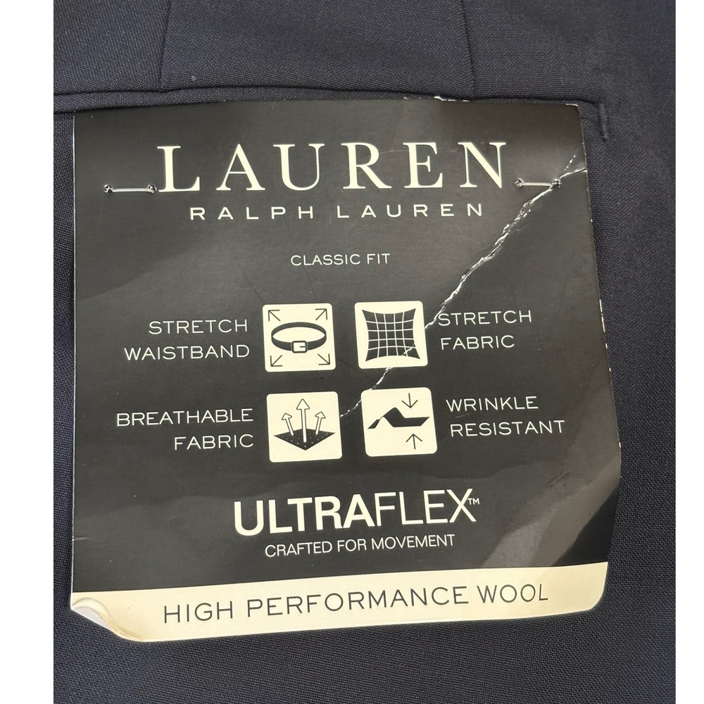 Lauren Ralph Lauren Mens Ultraflex Dress Pants 36x34 Blue Wool Blend Classic - Picture 3 of 6